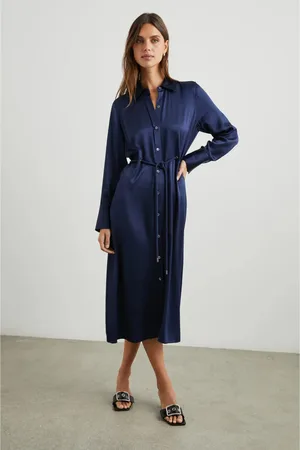 Rails Satin Long Sleeves Dress - - M