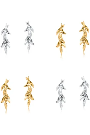 Big Metal London Flora Leaf Dangle Earrings - Gold