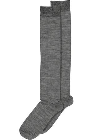 mp Denmark Wool/silk Knee Socks - Medium Grey Melange - 37-39