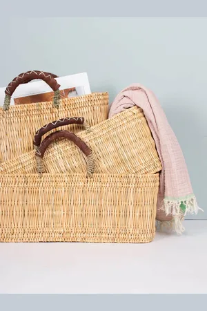 Bohemia Reed Baskets With Leather - Small