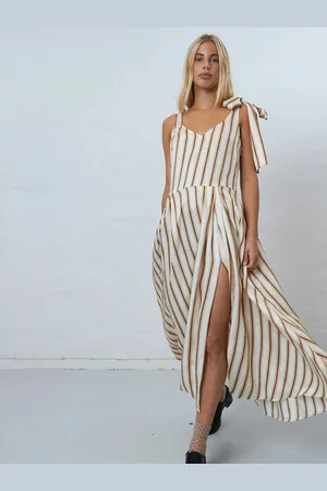 Stella Nova Striped Strap Dress With Bow Detail - 38