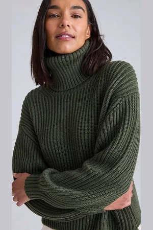 Cape Cove Mari Italian Merino Roll Neck - Khaki / M