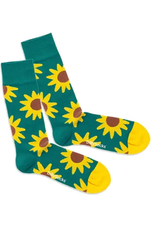 DillySocks Blumen Socken - Grün - Gelb - Braun / 41-46