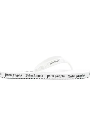 Palm Angels White And Logo Flip Flops Sandals - 38