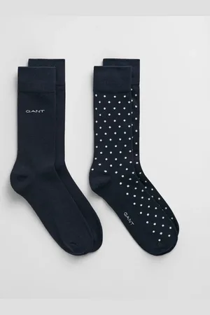 GANT - 2-pack Dot & Solid Socks In Dark Marine 9960260 410 - U.K 9 To 12 (43 To 45)