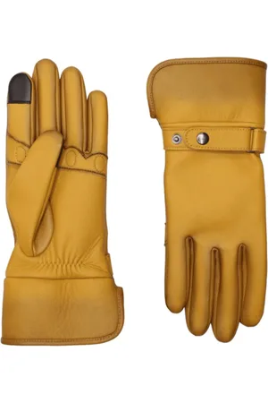AGNELLE Gants Hooper - Doublure Alpaga - Doigt Tactile - Cuir Chèvre - Patine Jaune - 8