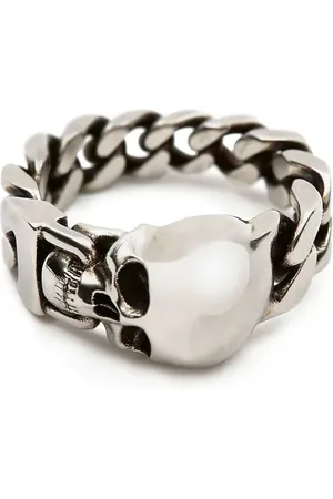 Alexander McQueen Skull Logo Chain Ring - 21