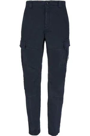 C.P. Company Garment Dyed Stretch Sateen Fitted Lens Pocket Cargo Pants Total Eclipse - 50