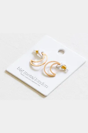 Big Metal London Moon Stud Earrings - Chiarra