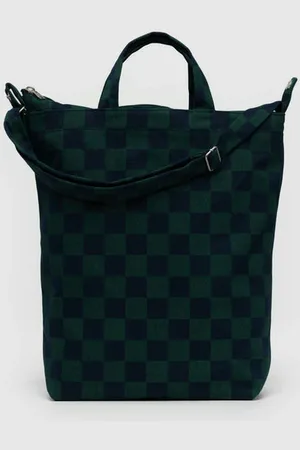 Baggu Navy Check Zip Duck Bag