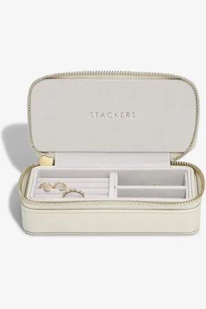 Stackers Medium And Linen Zipped Jewellery Box