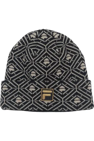 Fila Griggs Pattern Monogram Beanie In & Gold