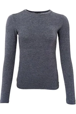 Black Colour Faye Long-sleeved Top - Steel Grey - S/m