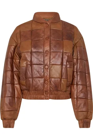 Golden Goose Vintage Look Leather Bomber Jacket - 38