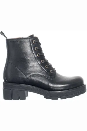 Ten Points Leder-schnürboots, Cecilia - Schwarz / 38