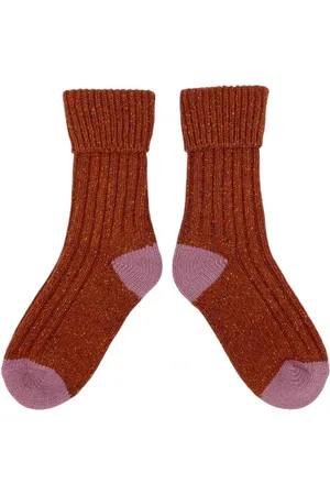 Catherine Tough Socks Recycled Silk And Lambswool Rust