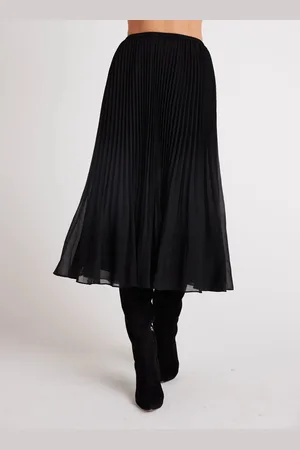 Bella Dahl Sunburst Pleated Chiffon Midi Skirt - S / Black / B3701-g79-300