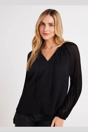 Bella Dahl Pleated Sleeve Raglan Pullover - Xs / Black / B2365-g79-300
