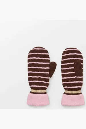 Beck Söndergaard Hot Fudge Thin Striped Emerald Mittens - L/xl