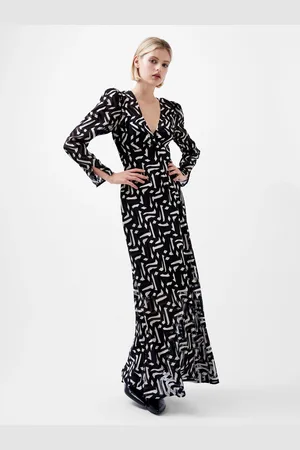 French Connection Diandra Satin Devore Maxi Dress - 8