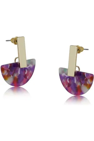 Big Metal London Purple Half Disc Earrings