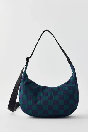 Baggu Medium Nylon Crescent Bag - Navy Check