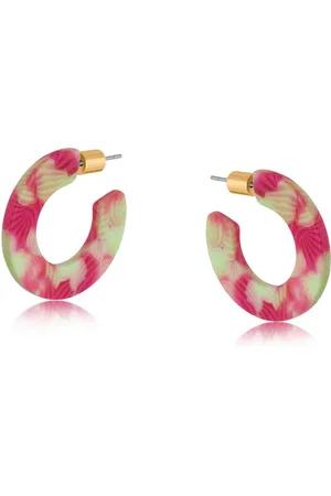 Big Metal London Yellow Flat Oval Resin Hoop Earrings
