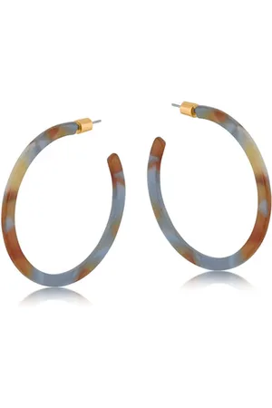 Big Metal London Grey Resin Statement Hoop Earrings