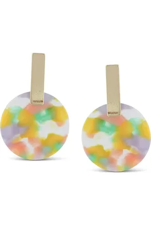 Big Metal London Lilac Pink Resin Disc Earring