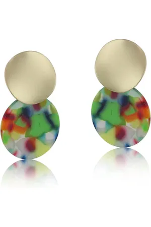 Big Metal London Orange Metal And Resin Disc Earrings