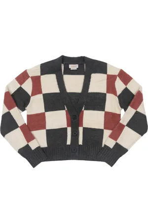 Brixton Rivington Check Cardigan In Cream, & Red - Xs