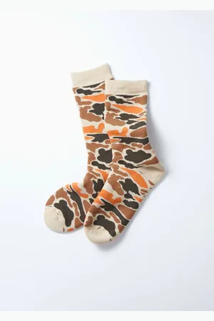 RoToTo Pile Camo Crew Socks /orange - M