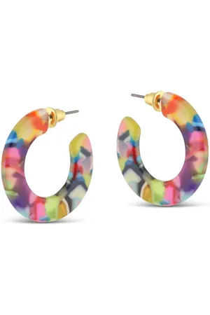 Big Metal London Red Orange Tiny Cut Out Hoop Earrings