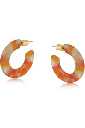 Big Metal London Flat Oval Resin Hoop Earrings