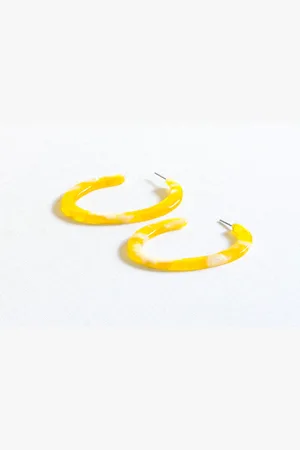 Big Metal London Semi Cur Out Resin Hoop Earrings