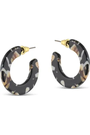 Big Metal London Brown Black Tiny Cut Out Hoop Earrings