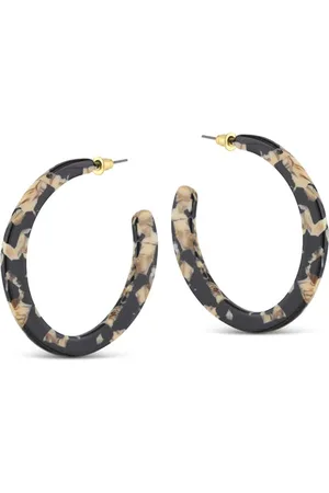 Big Metal London Brown Black Cut Out Hoop Earrings