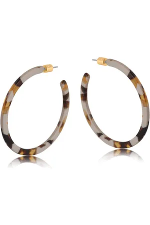 Big Metal London Cappuccino Resin Statement Hoop Earrings