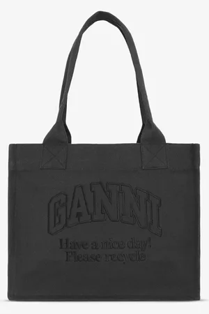Ganni Large Canvas Tote Bag - Phantom / A5577