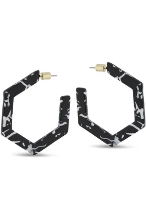 Big Metal London Olivia & White Hexagon Resin Earrings