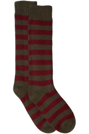 SOMERVILLE . Cashmere Blend Long Stripe Sock In / Plum