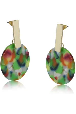 Big Metal London Orange Statement Metal And Resin Earrings