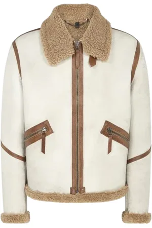 Belstaff Centenary Flight Lamb Shearling Jacket Chalk & British - M