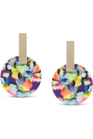 Big Metal London Red Orange Resin Disc Earring