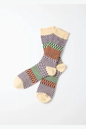 RoToTo Check & Step Socks Blueberry - S