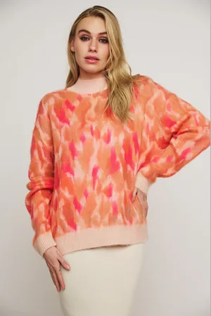 Rino & Pelle Rino & Pelle Jelte Mock Neck Sweater - Magenta Leopard / S