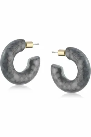 Big Metal London Maya Marbled Resin Hoop Earrings In Grey London
