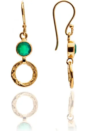 Azuni London Larissa Gemstone Earrings - Green Onyx