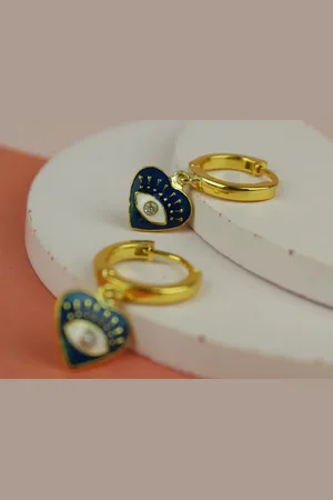 My Doris Eye Heart Enamel Earring Hoops