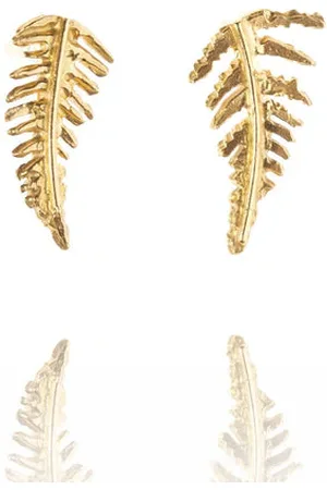 Amanda Coleman Handmade Botanical Fern Stud Earrings In Sterling
